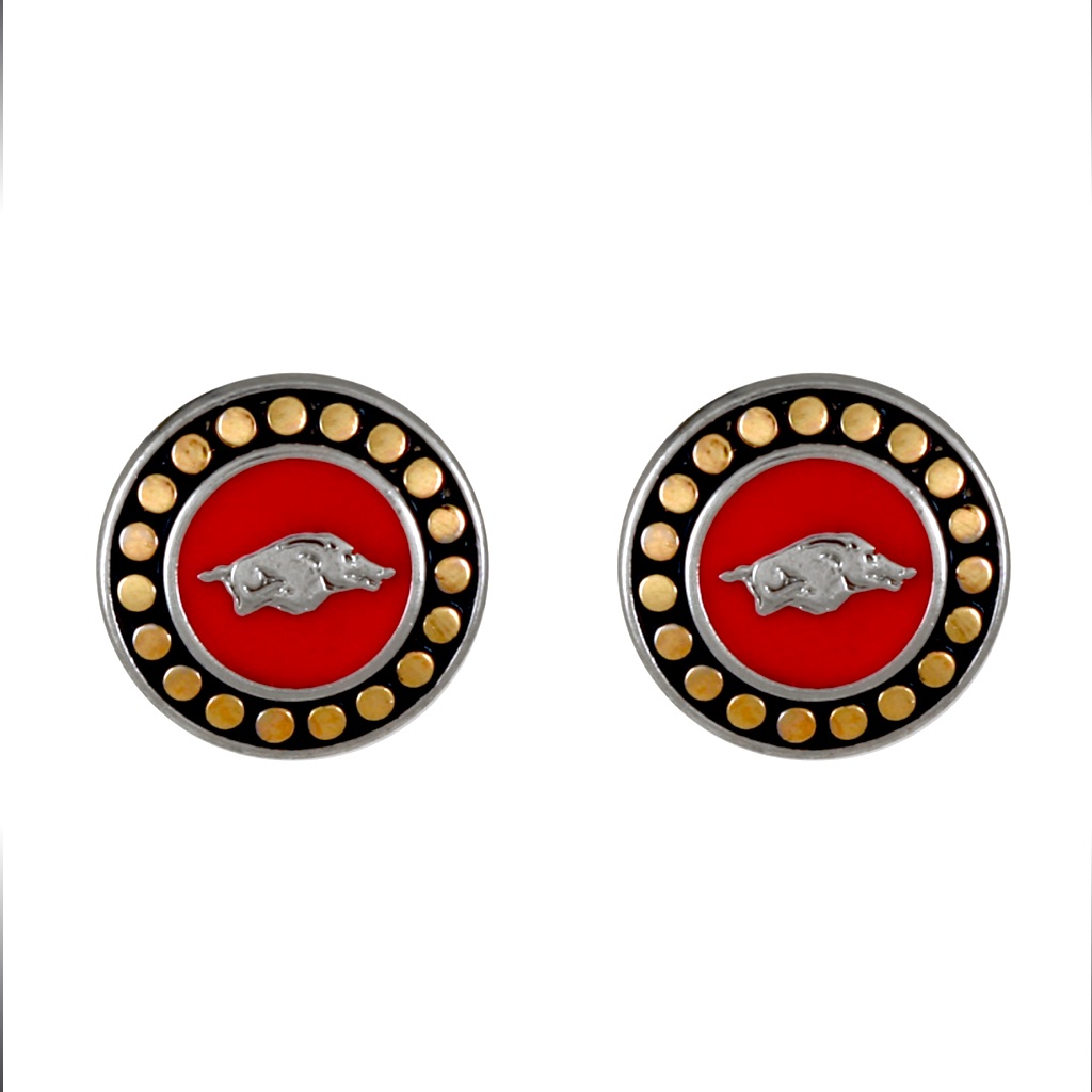 Nwt Arkansas Razorback Round Pendant Earrings